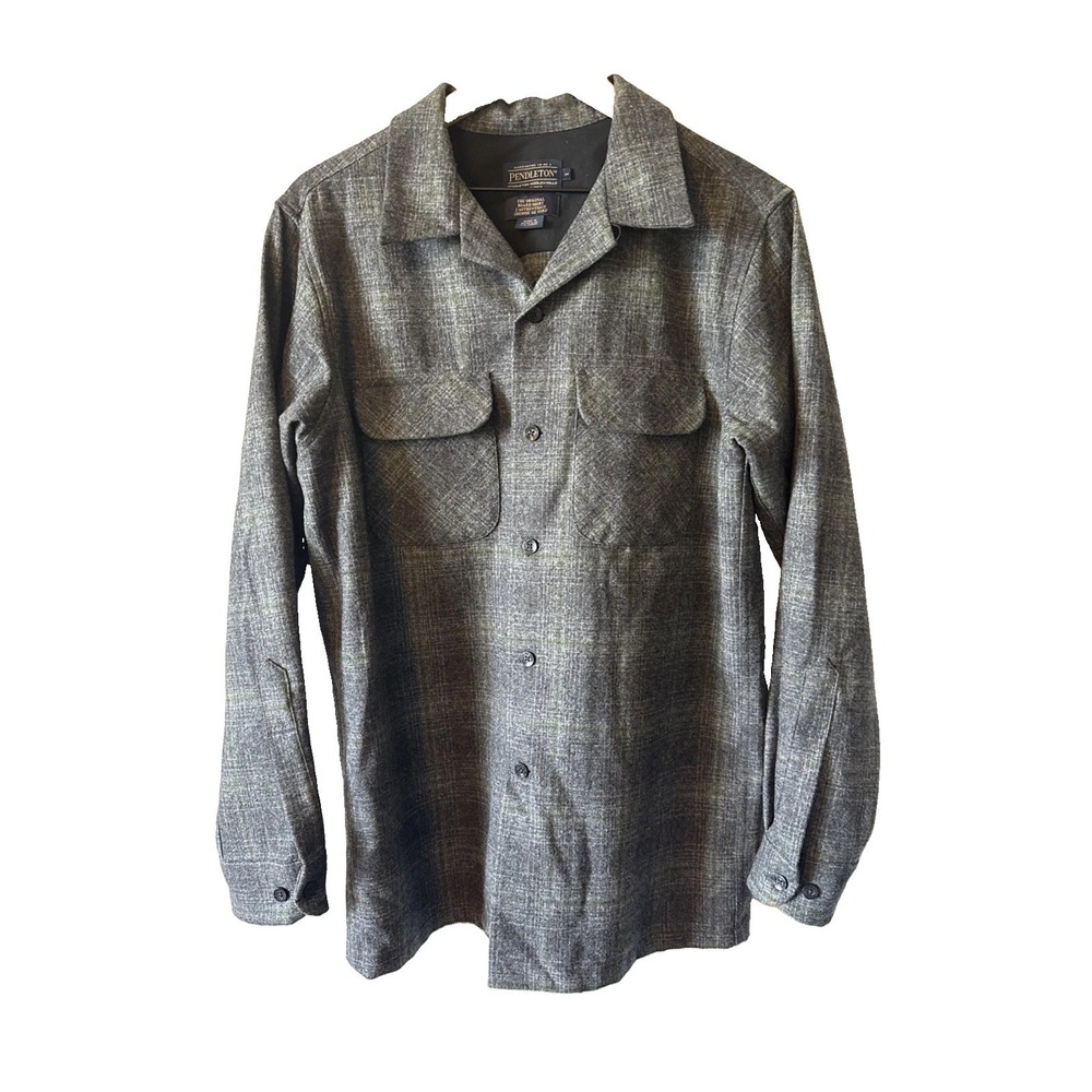 Pendleton Original Board 100% Wool Gray Men's Button Down LS Shirt Size Medium